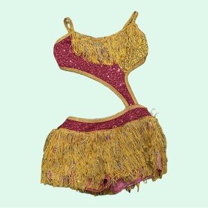 yellow and pink dance costume